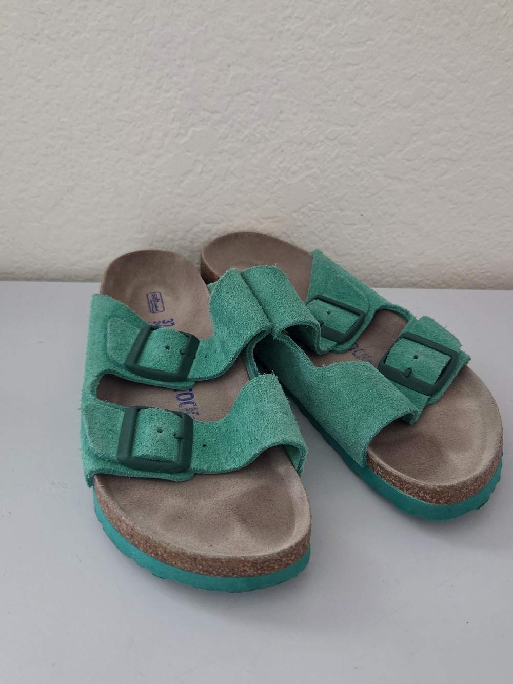 Birkenstock Green Suede Double-Strap Sandals